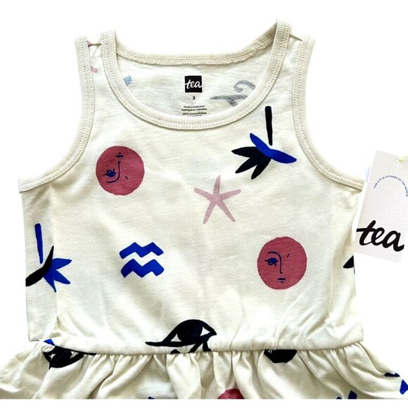 NWT Tea Collection Cream Eye Of Horus Hi-Low Skirted Summer Tank Dress Size 3 - Picture 3 of 7